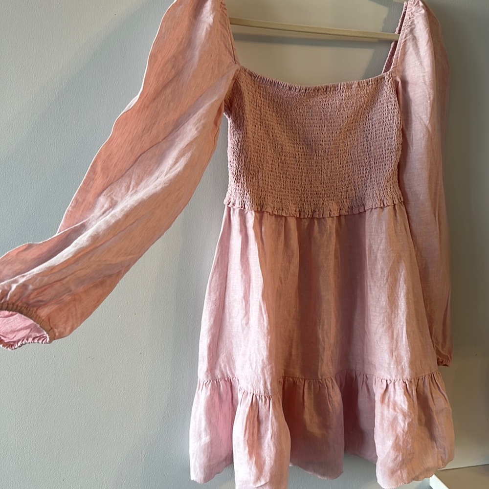 Aritzia Pink Smocked Mini Dress - Picture 3 of 11